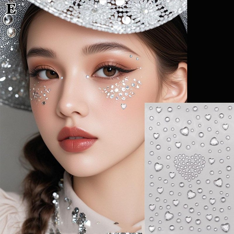 Diamond teardrop rhinestone eye makeup stickers, self-adhesive teardrop rhinestone jewelry, creative face rhinestone stickers.